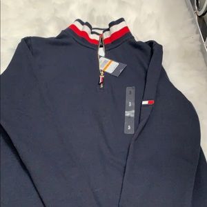 Navy Tommy Hilfiger Top with red and white Collar